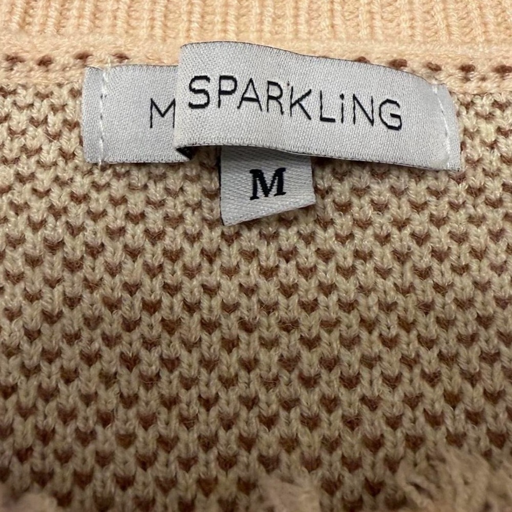 Miss Sparkling Happy Face Boho Sweater Women’s Medium Retro Smiley Twee Brown - Picture 2 of 6